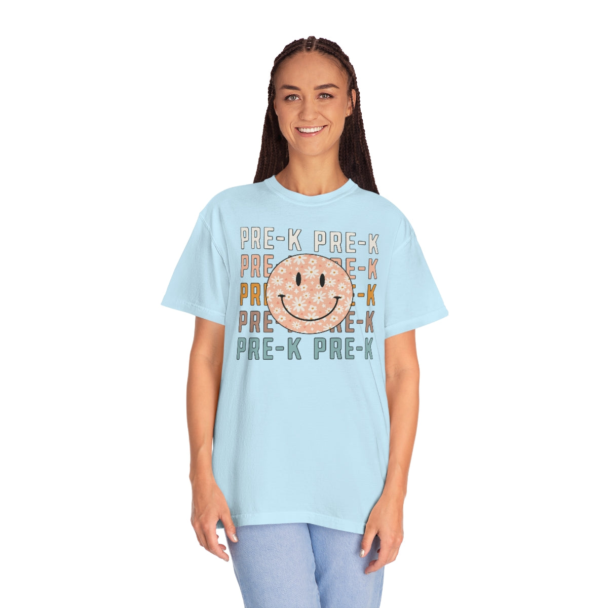 Pre-K Smiley Face Warm Colors Unisex Garment-Dyed PREMIUM T-shirt