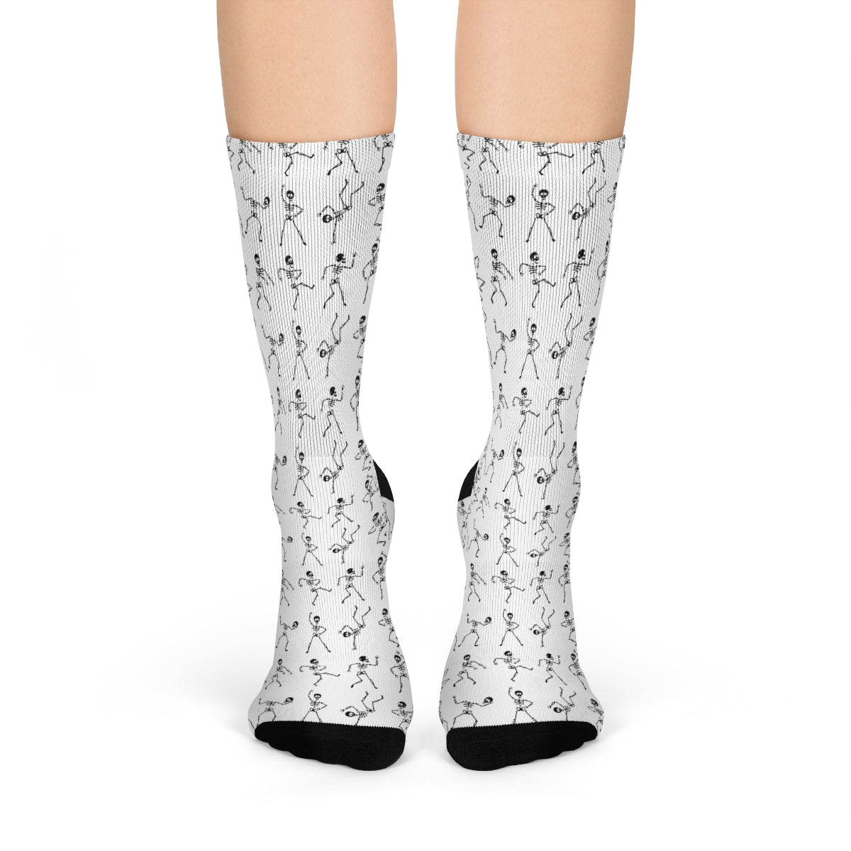 White Dancing Skeleton Pattern Crew Socks