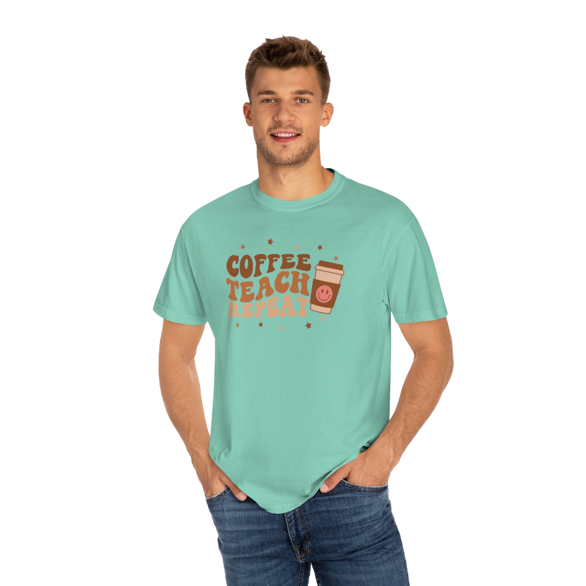Coffee Teach Repeat Unisex Garment-Dyed Comfort Colors PREMIUM T-shirt