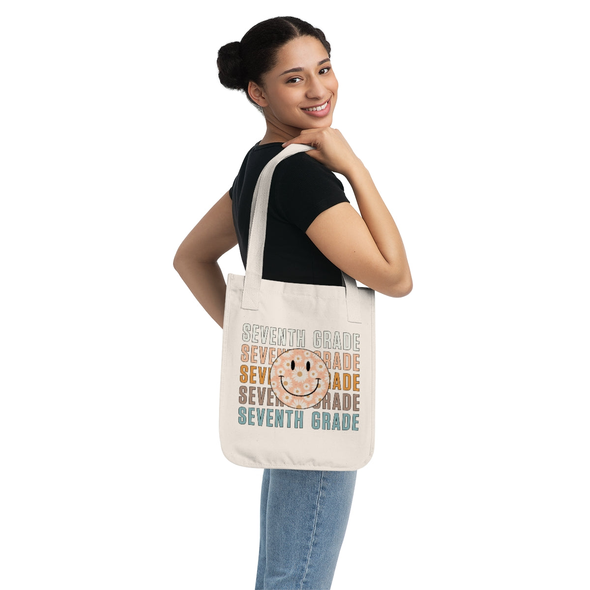 Seventh Grade Smiley Face Organic Canvas Tote Bag