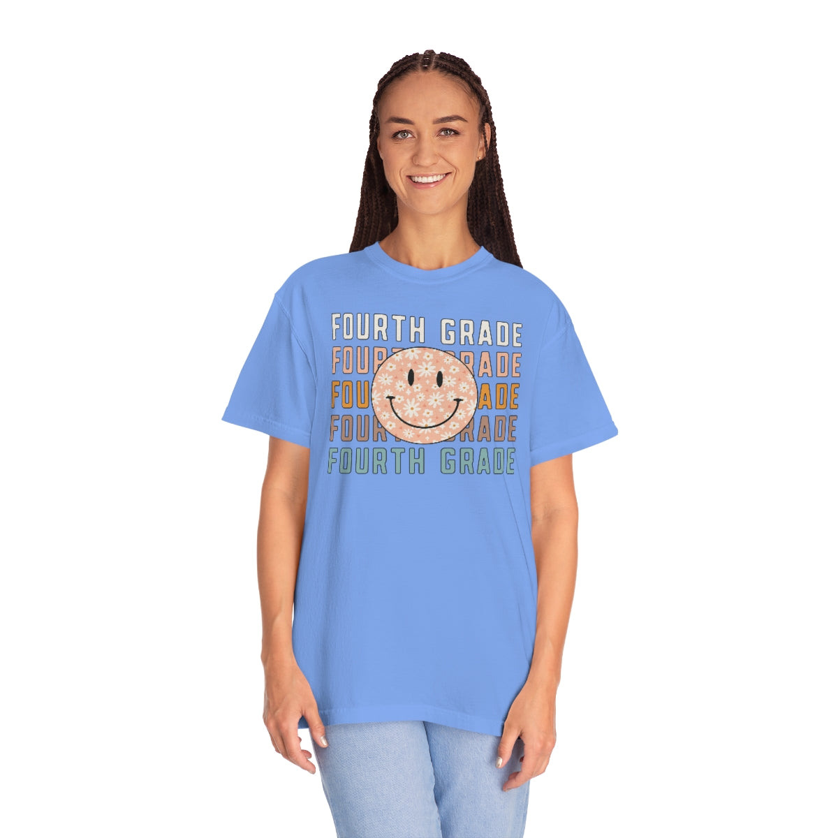 4th Grade Smiley Face Warm Colors Unisex Garment-Dyed PREMIUM T-shirt