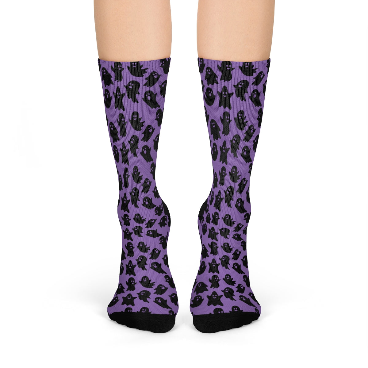 Purple Ghost Pattern Crew Socks