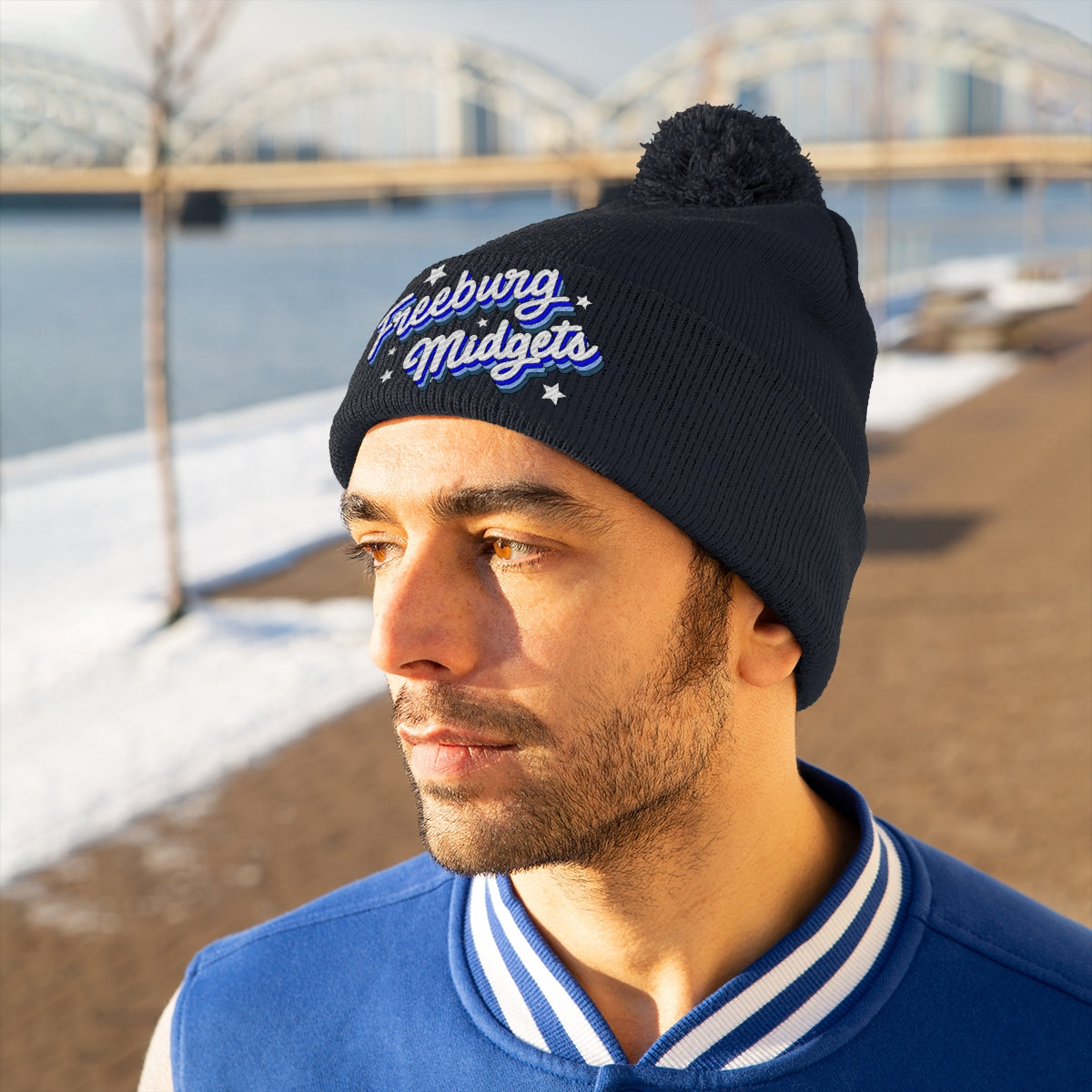 Retro Freeburg Midget Pennant Pom Pom Beanie