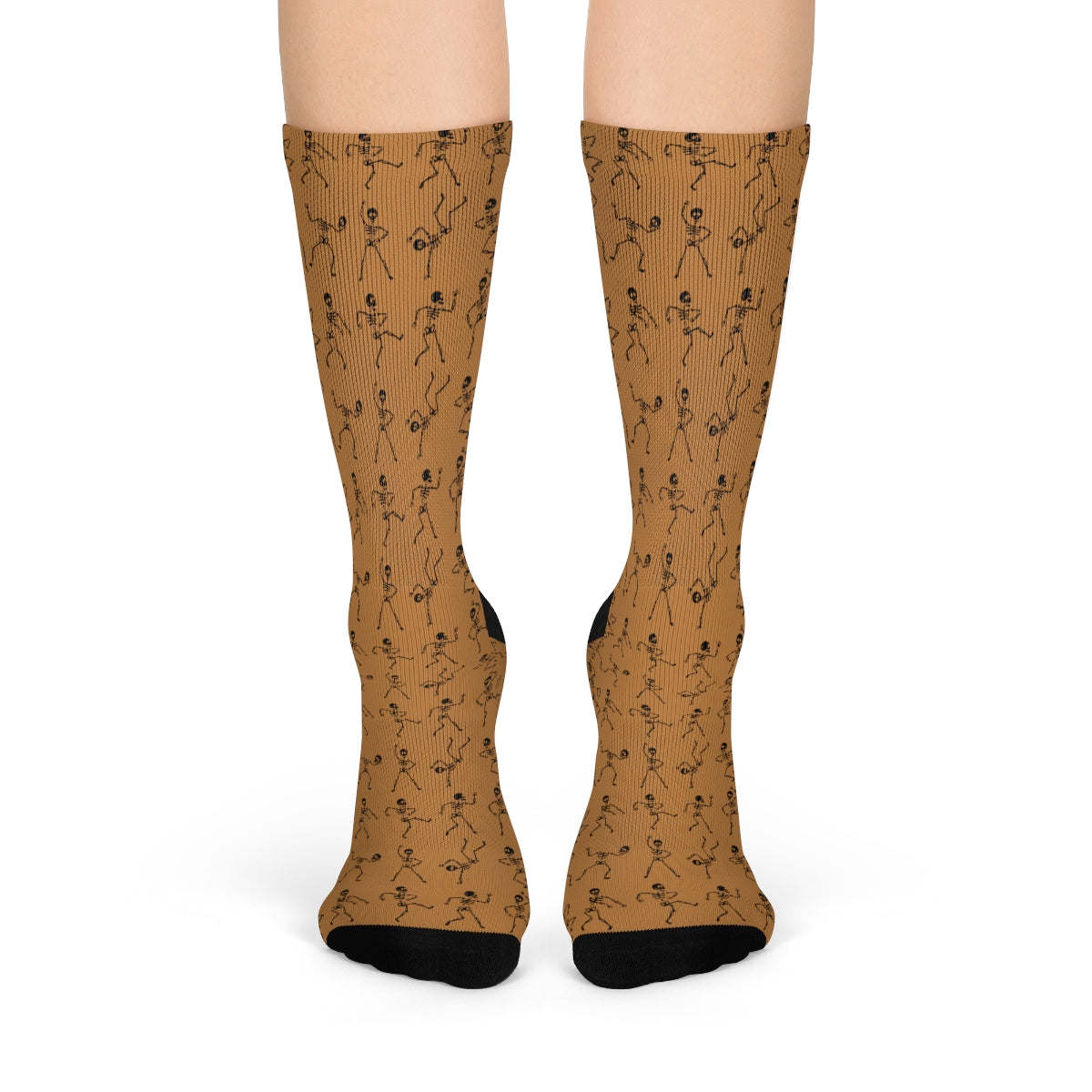 Light Brown Skeleton Pattern Crew Socks