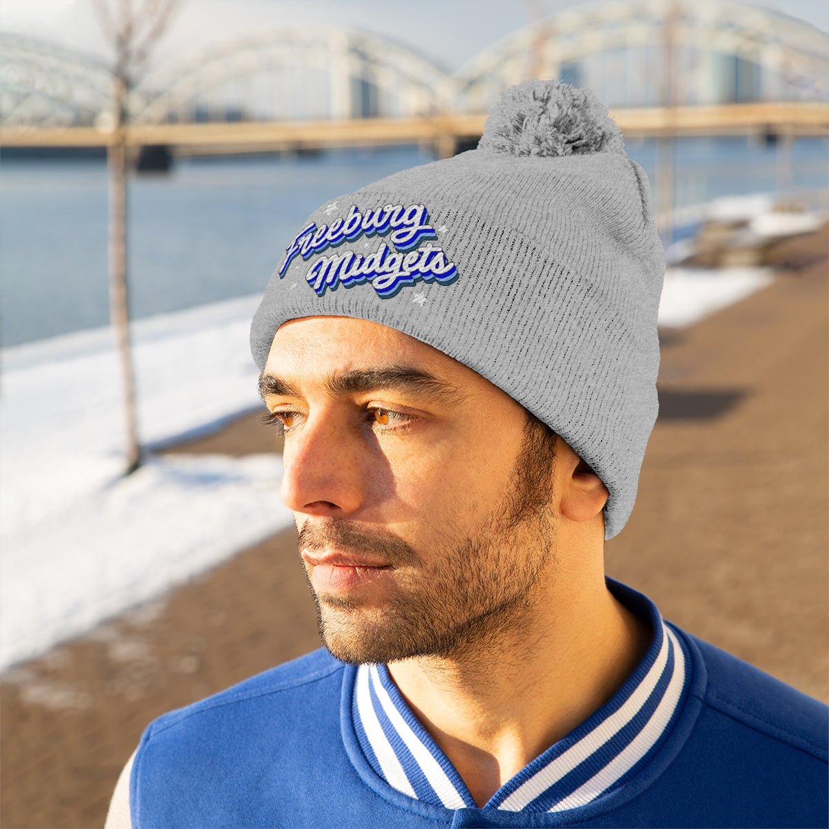 Retro Freeburg Midget Pennant Pom Pom Beanie