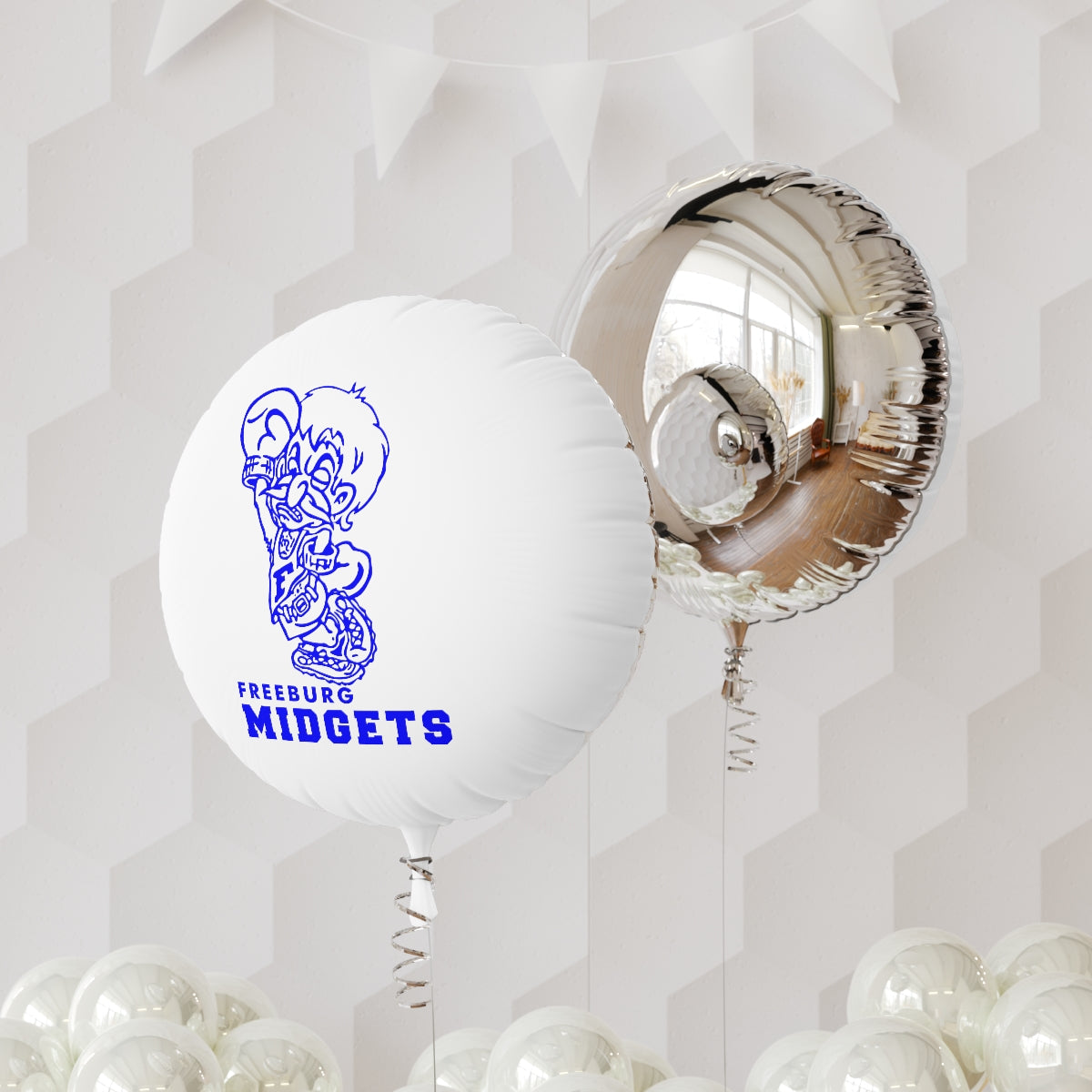 Freeburg Midget White Mylar Helium Balloon