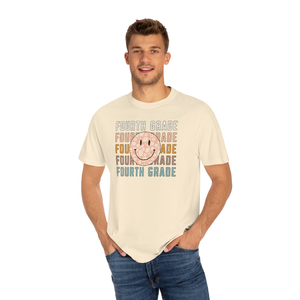 4th Grade Smiley Face Warm Colors Unisex Garment-Dyed PREMIUM T-shirt