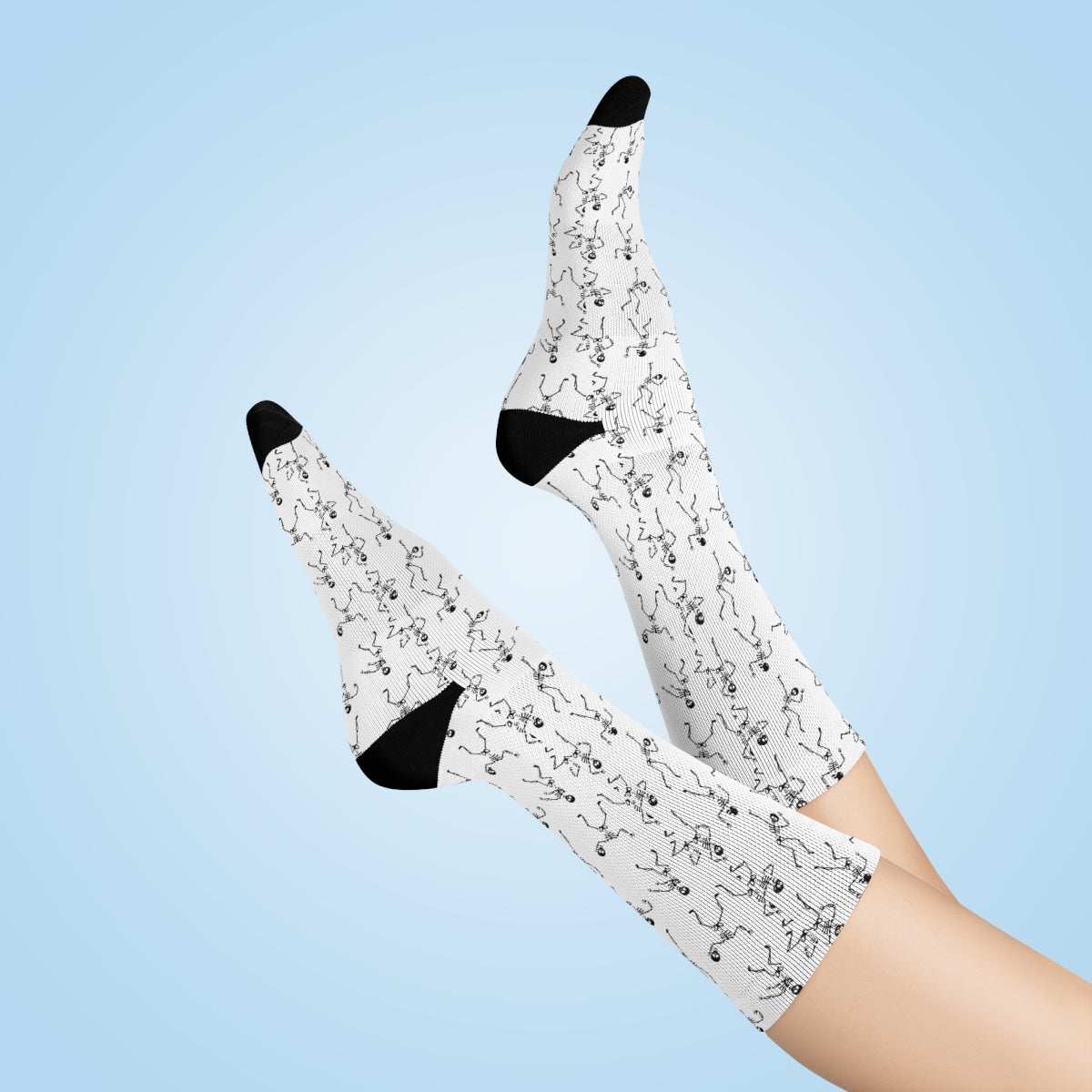 White Dancing Skeleton Pattern Crew Socks