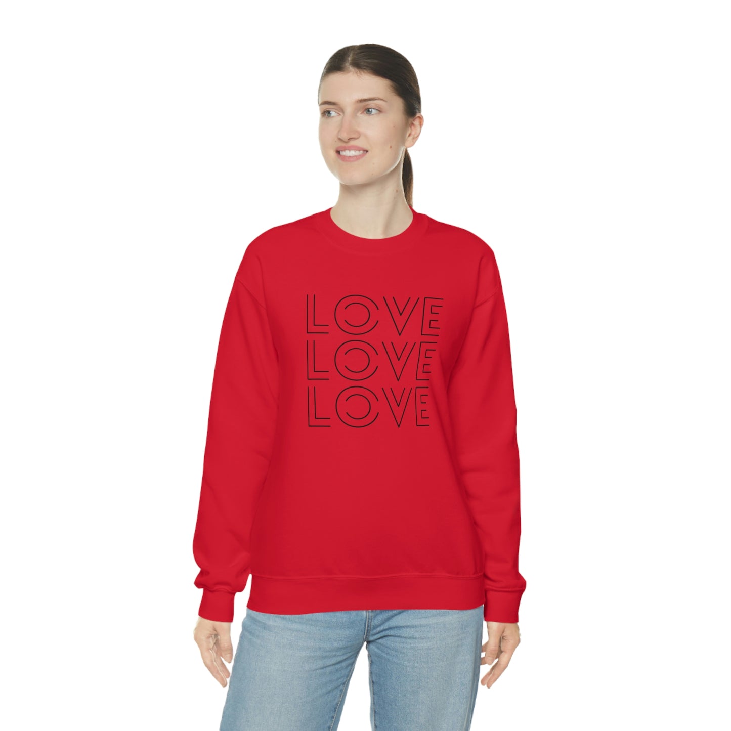 "Love Love Love" Black Print Unisex Heavy Blend™ Crewneck Sweatshirt