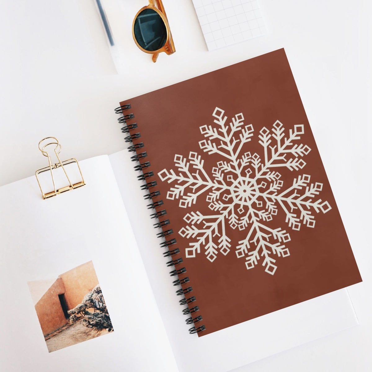 Rustic Snowflake Spiral Notebook - Ruled Line