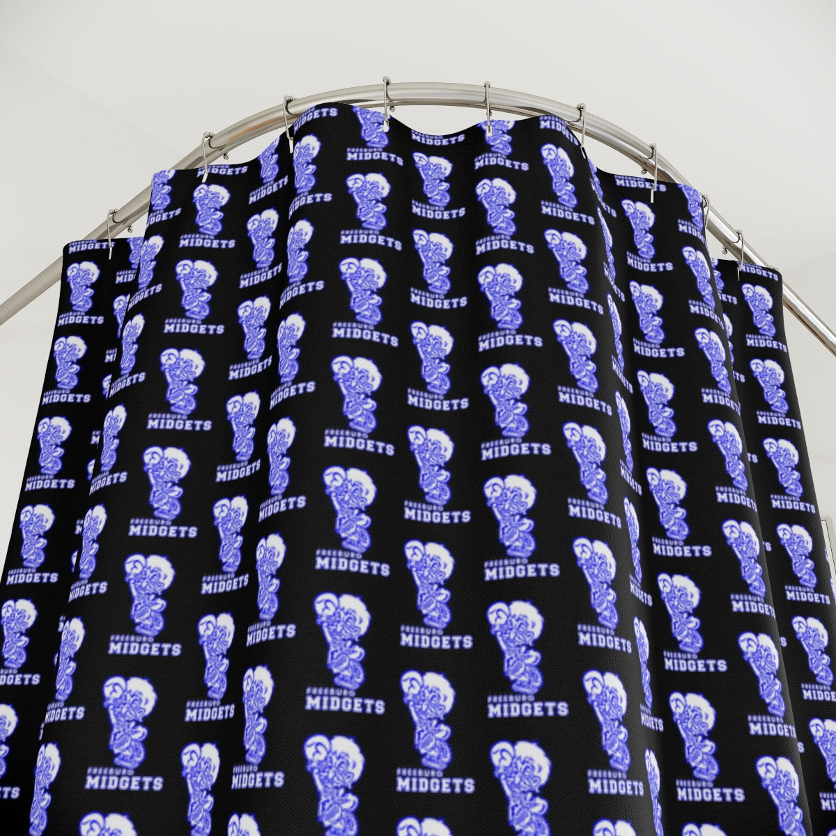 Black Freeburg Midget Pattern Polyester Shower Curtain