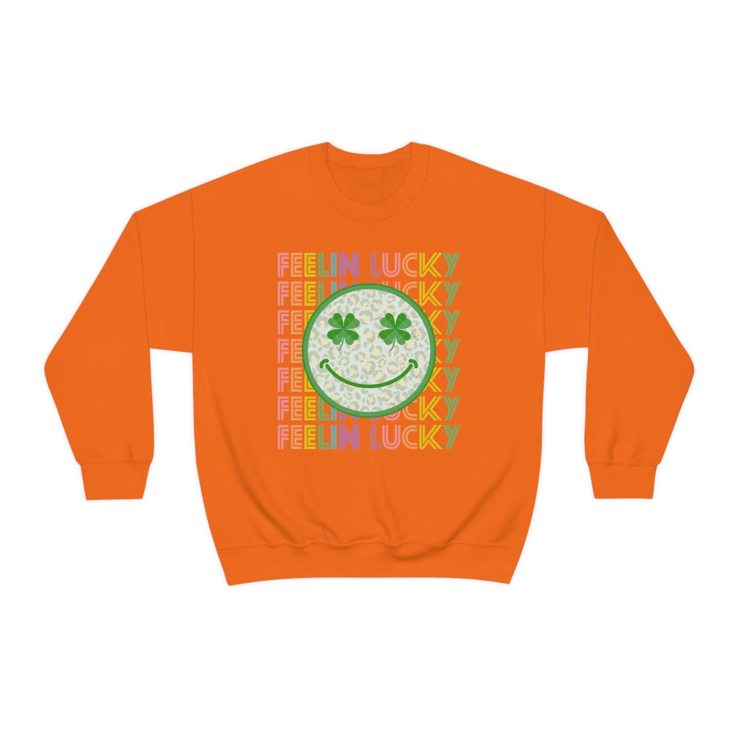 St. Patrick's Day "Feelin Lucky Smiley Face" Unisex Heavy Blend Crewneck Sweatshirt