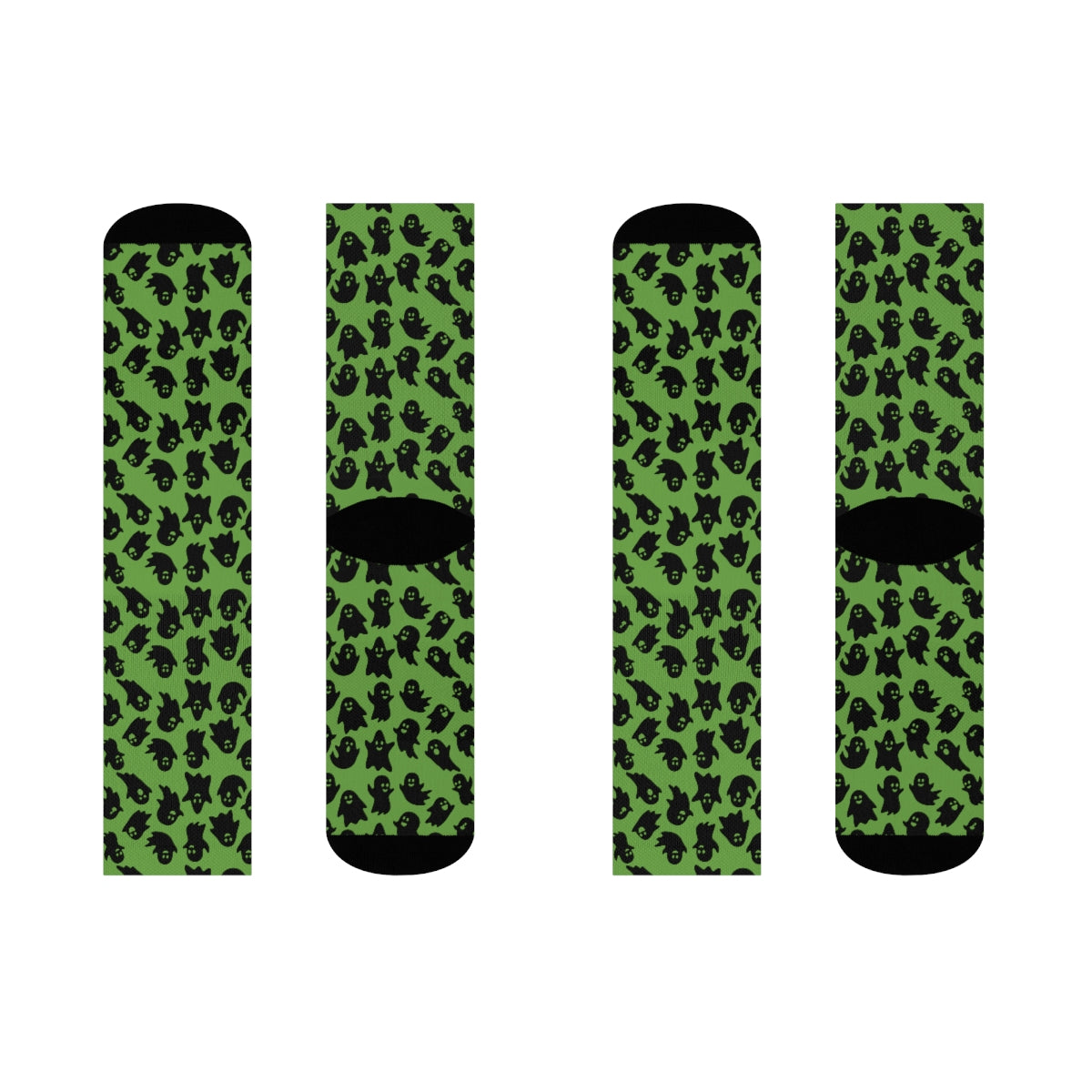 Green Ghost Pattern Crew Socks