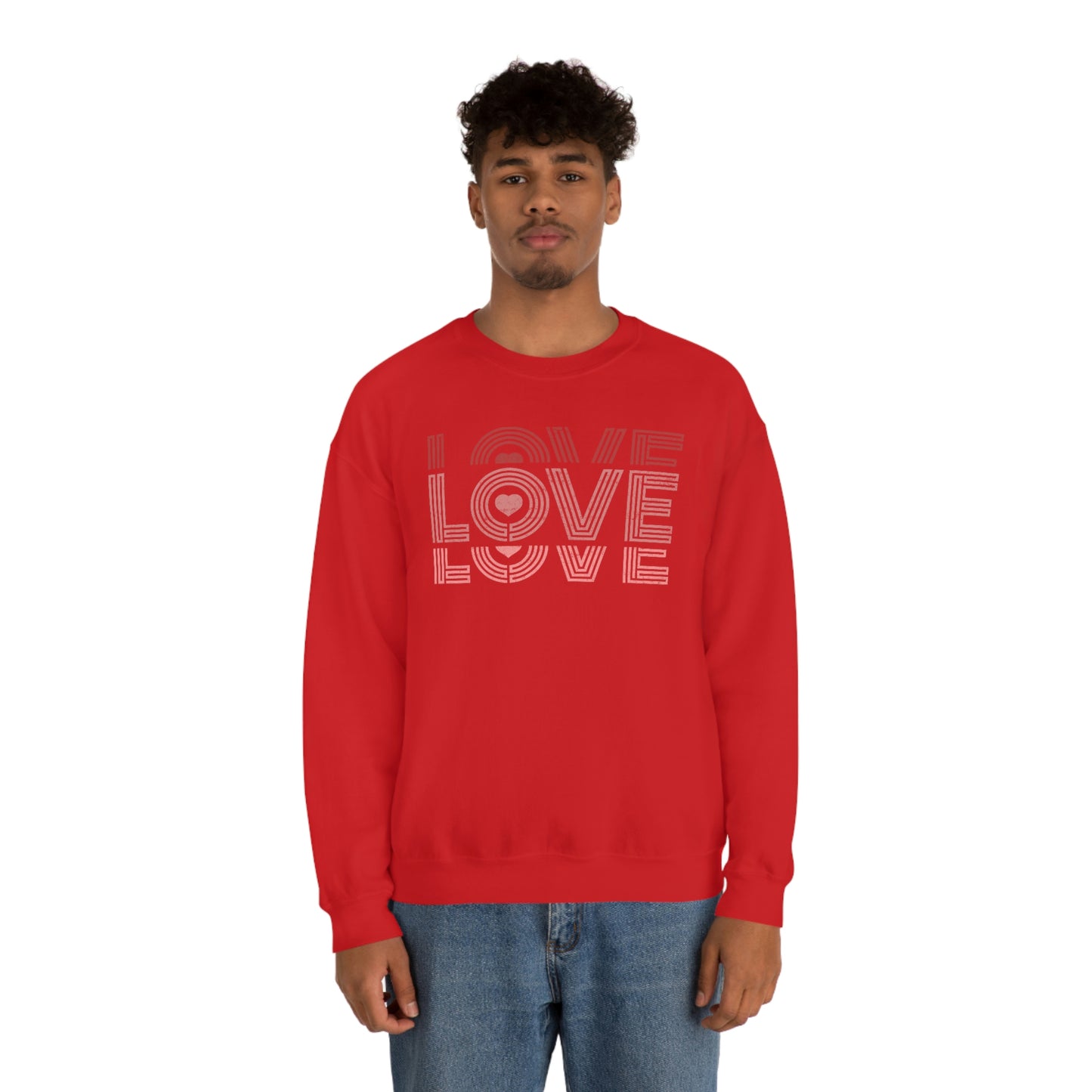 "Love Love Love" Red Graduated Print Unisex Heavy Blend™ Crewneck Sweatshirt