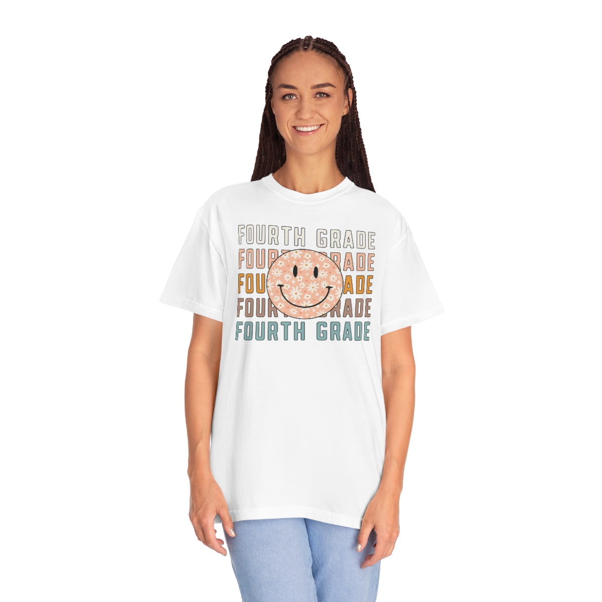 4th Grade Smiley Face Warm Colors Unisex Garment-Dyed PREMIUM T-shirt