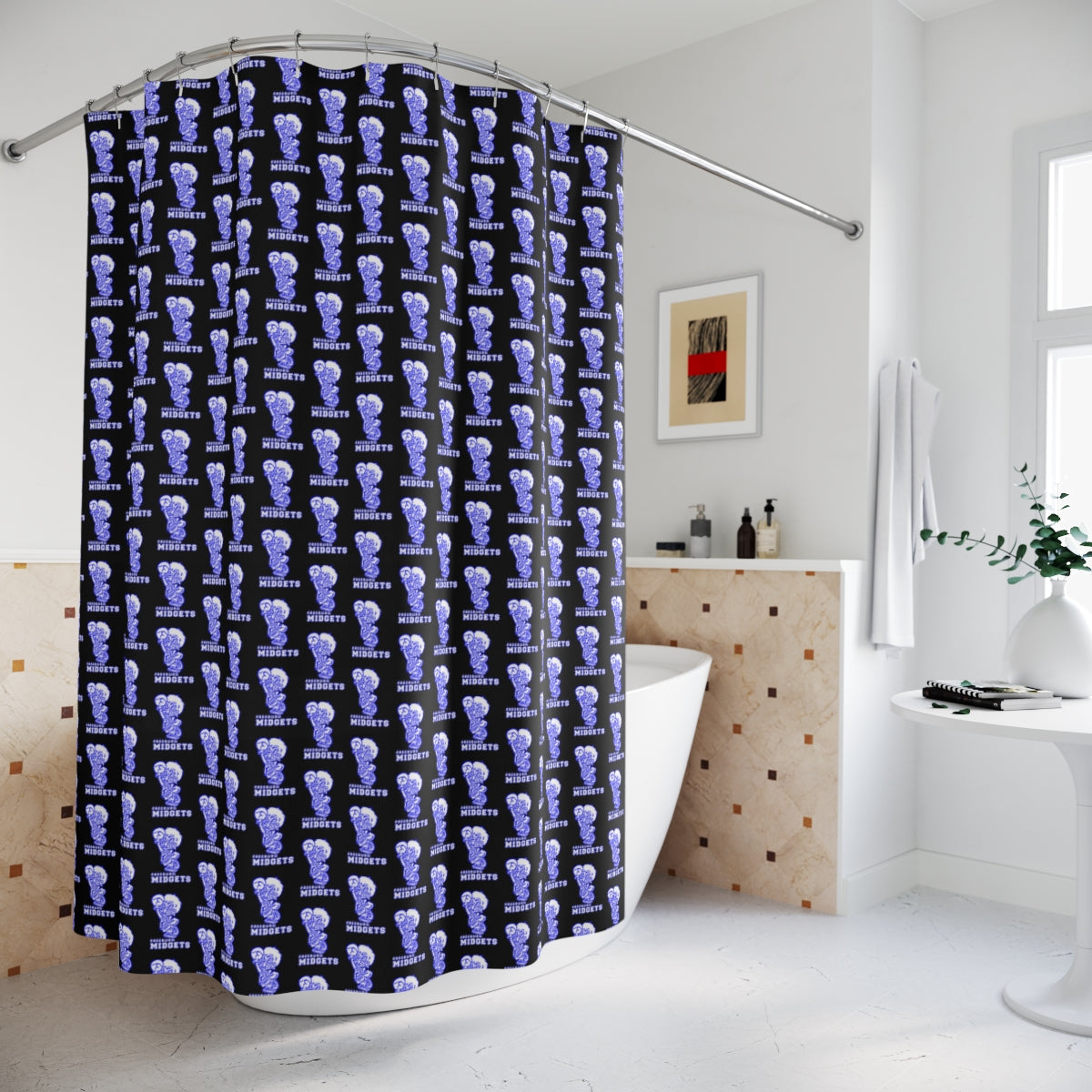 Black Freeburg Midget Pattern Polyester Shower Curtain