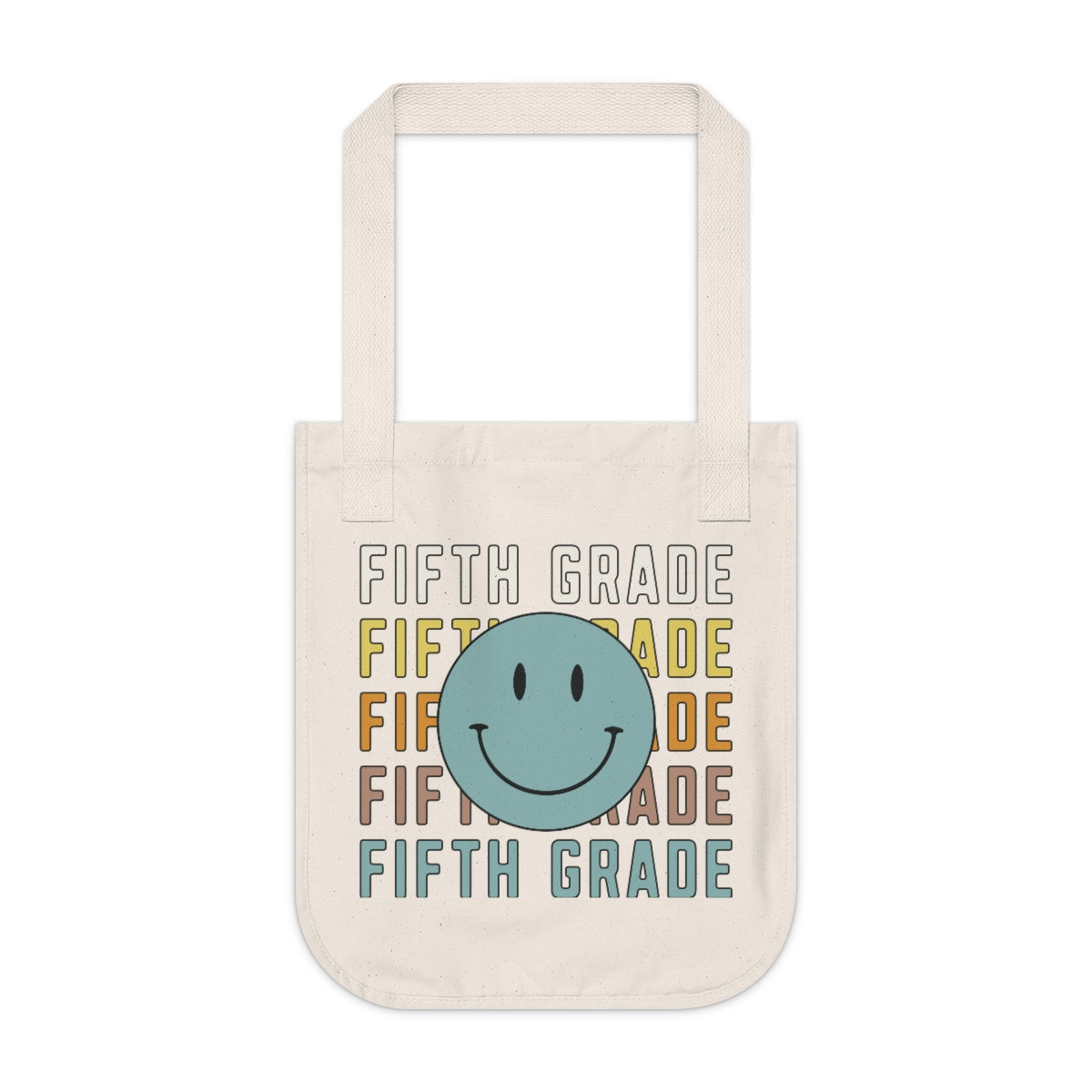 Fifth Grade Smiley Face Organic Canvas Tote Bag