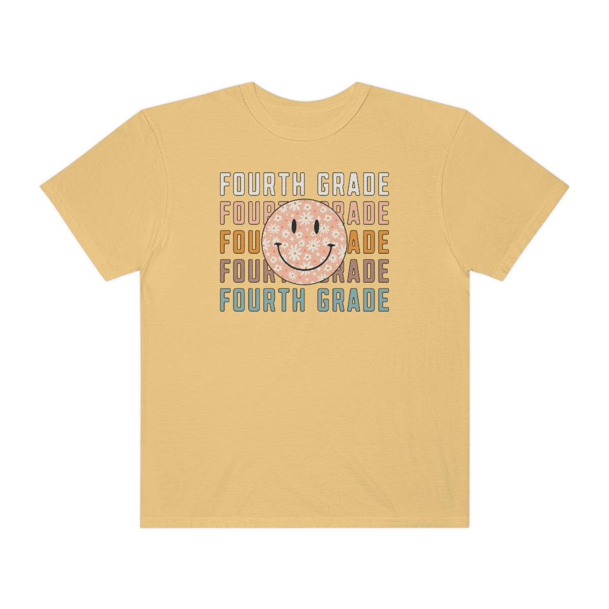 4th Grade Smiley Face Warm Colors Unisex Garment-Dyed PREMIUM T-shirt