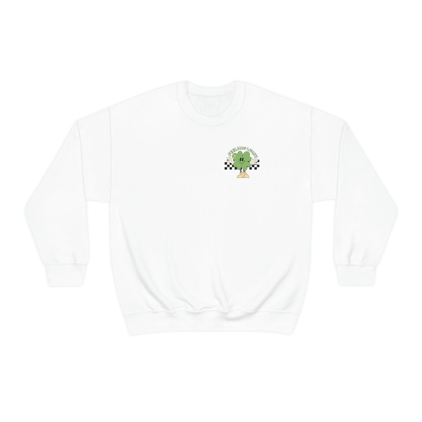 St. Patrick's Day "Feeling Lucky Shamrock" Front and Back Design Unisex Heavy Blend Crewneck Sweatshirt