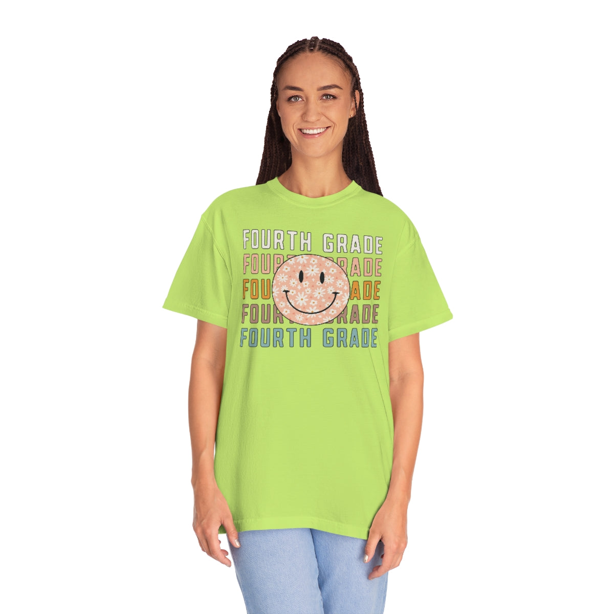 4th Grade Smiley Face Warm Colors Unisex Garment-Dyed PREMIUM T-shirt