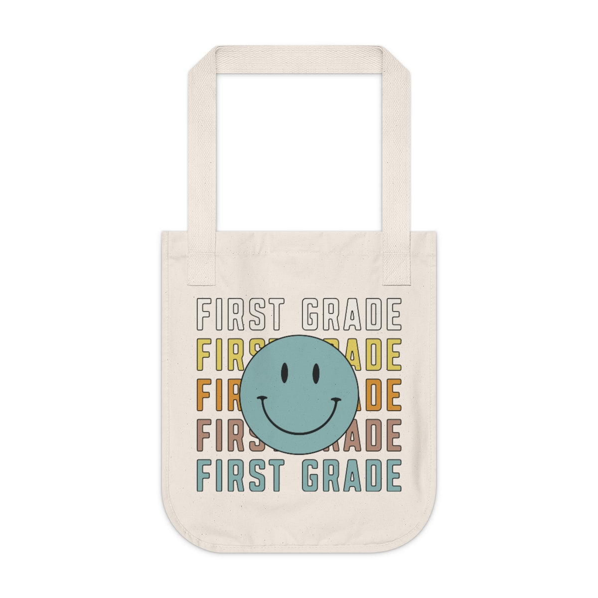 First Grade Smiley Face Organic Canvas Tote Bag