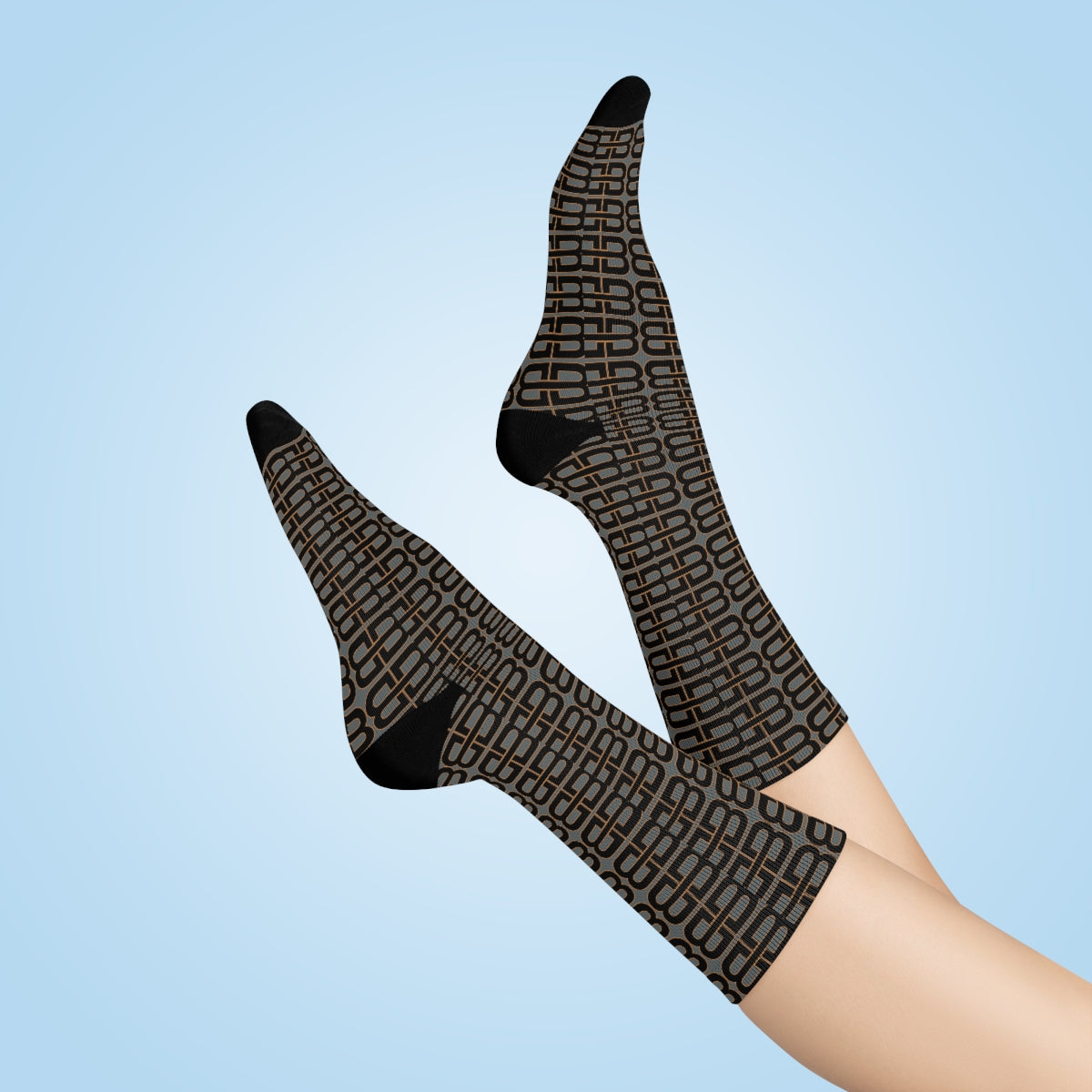 Dark Gray Bhava Brand Pattern Crew Socks