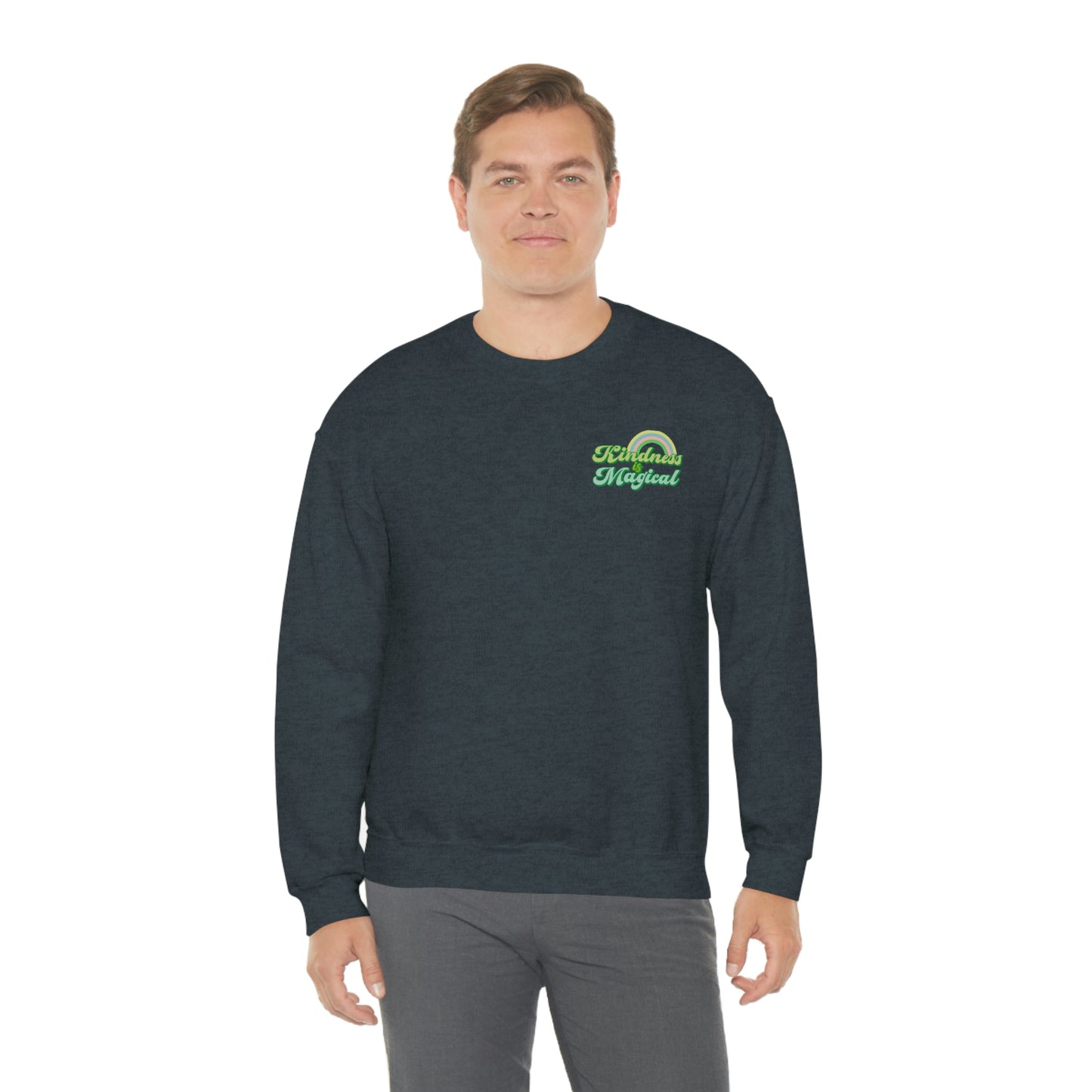 St. Patrick's Day "Kindness is Magical" Front and Back Design Unisex Heavy Blend Crewneck Sweatshirt