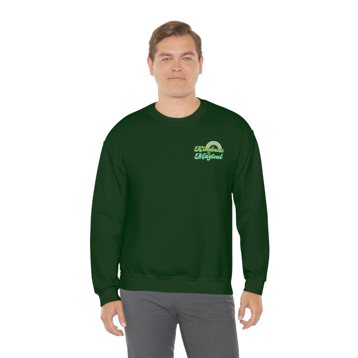 St. Patrick's Day "Kindness is Magical" Front and Back Design Unisex Heavy Blend Crewneck Sweatshirt