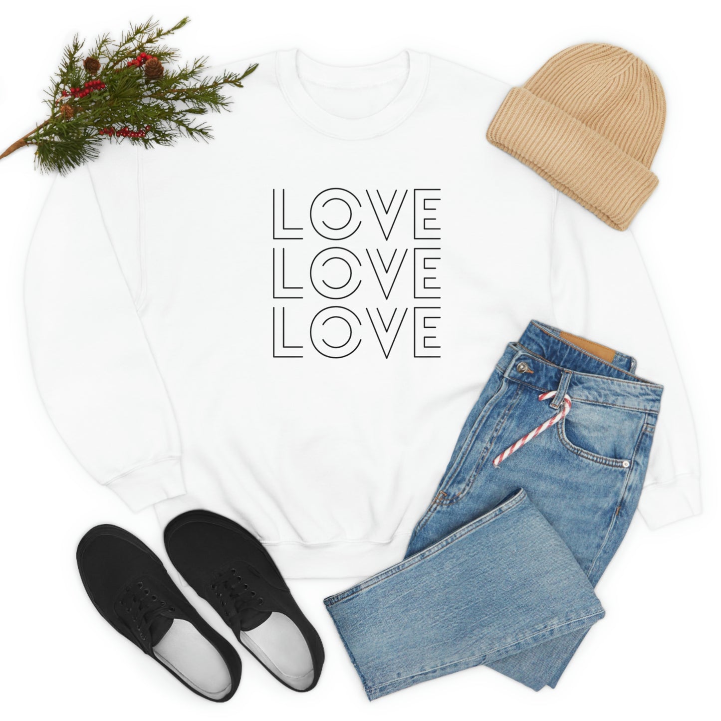 "Love Love Love" Black Print Unisex Heavy Blend™ Crewneck Sweatshirt