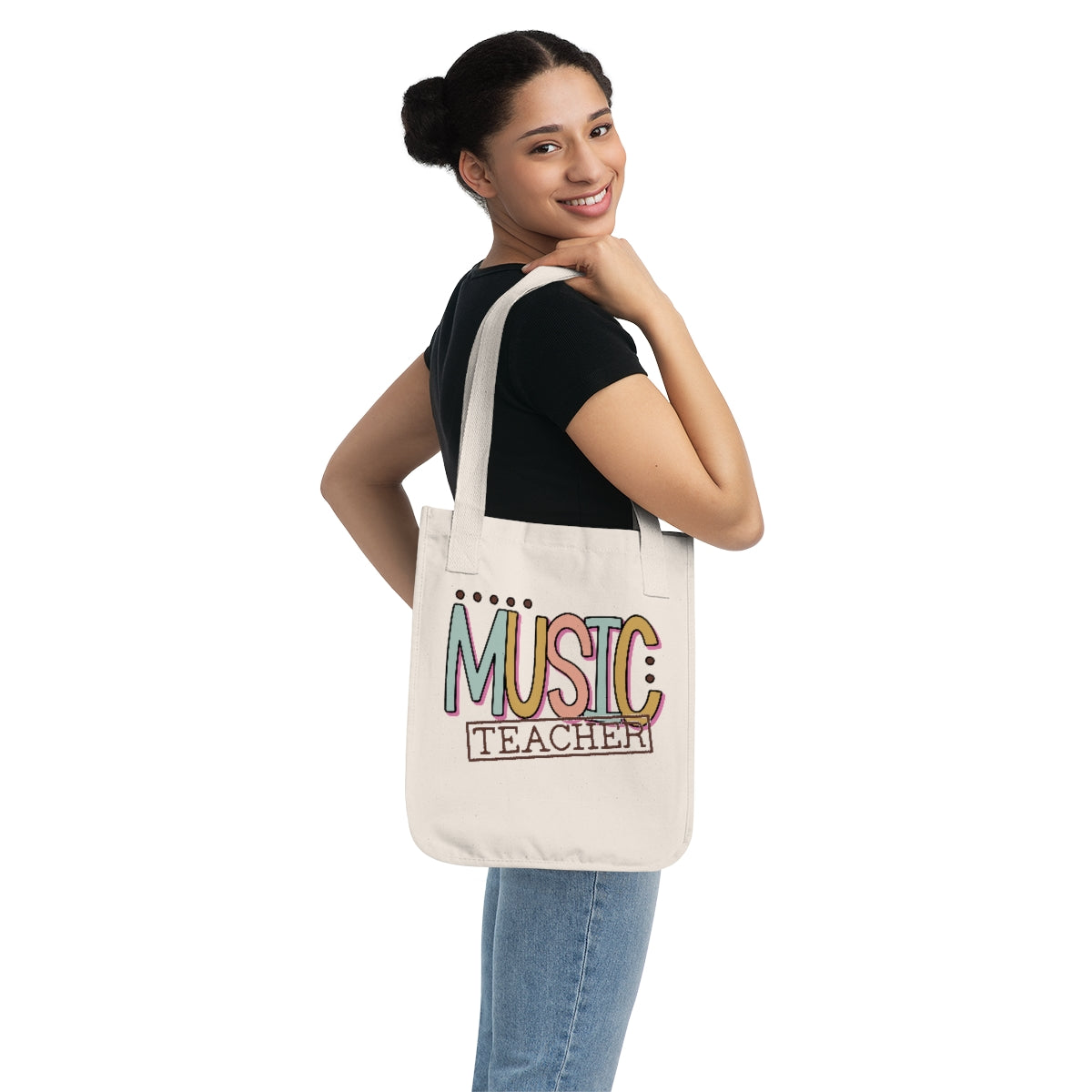 Music Teacher Multi-Colored Organic Canvas Tote Bag