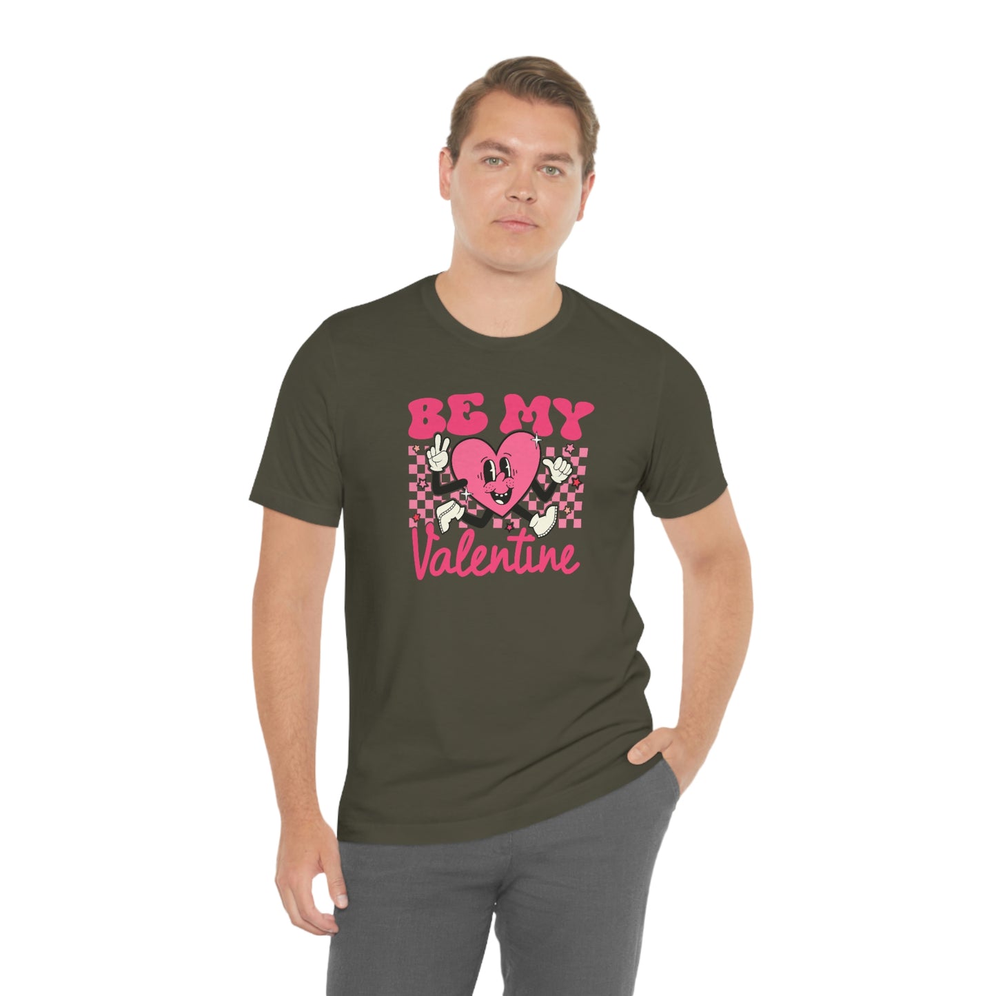 "Be My Valentine Checkerboard"  Unisex Jersey Short Sleeve Tee