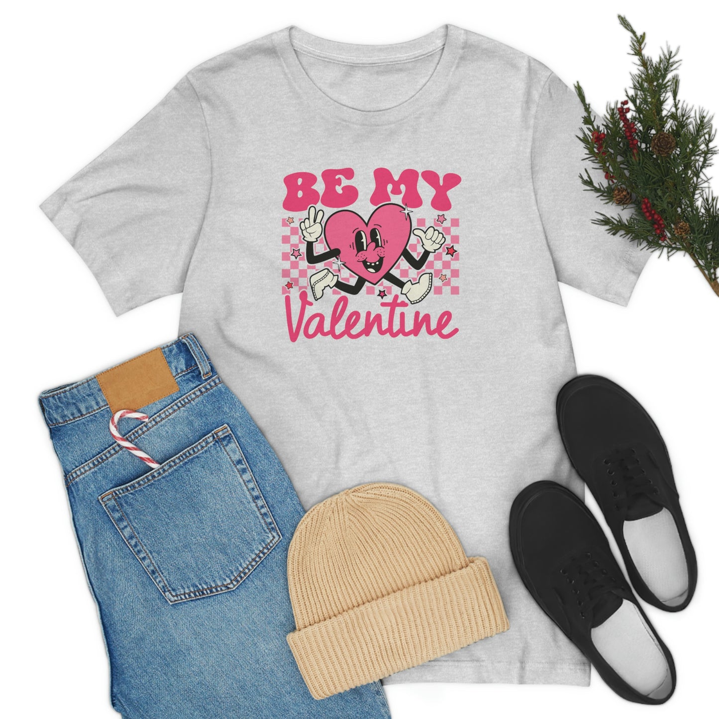 "Be My Valentine Checkerboard"  Unisex Jersey Short Sleeve Tee