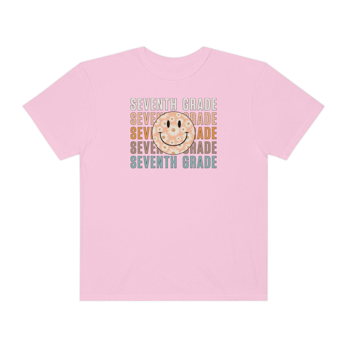 7th Grade Smiley Face Warm Colors Unisex Garment-Dyed PREMIUM T-shirt