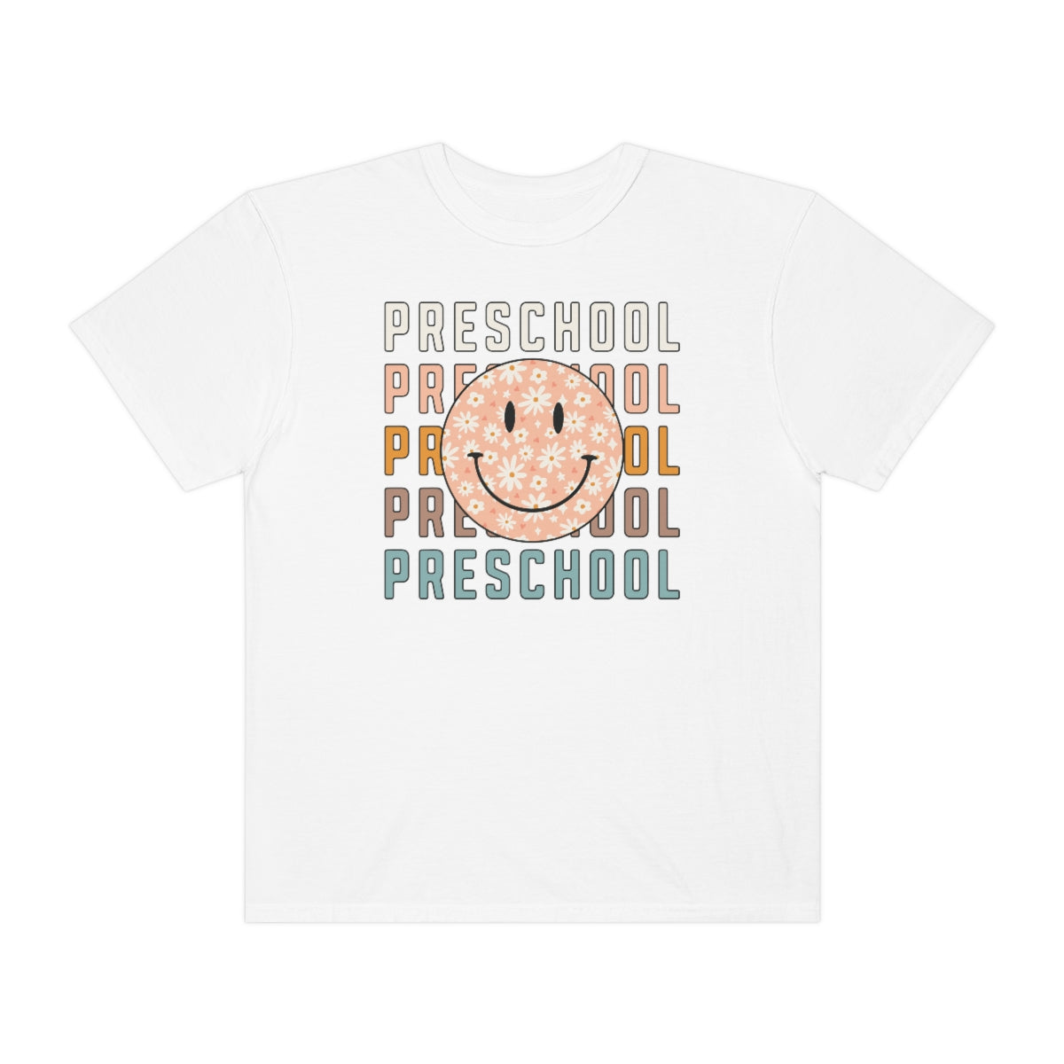 Preschool Smiley Face Warm Colors Unisex Garment-Dyed PREMIUM T-shirt