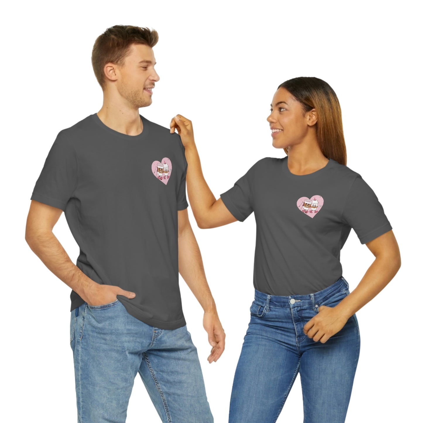 Front and Back Image "I Love You a Latte!"  Unisex Jersey Short Sleeve Tee