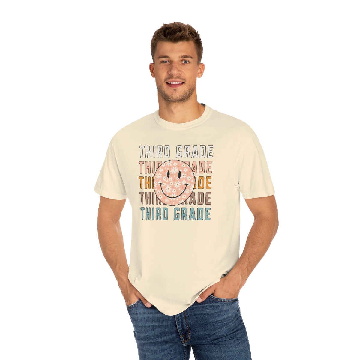 3rd Grade Smiley Face Warm Colors Unisex Garment-Dyed PREMIUM T-shirt