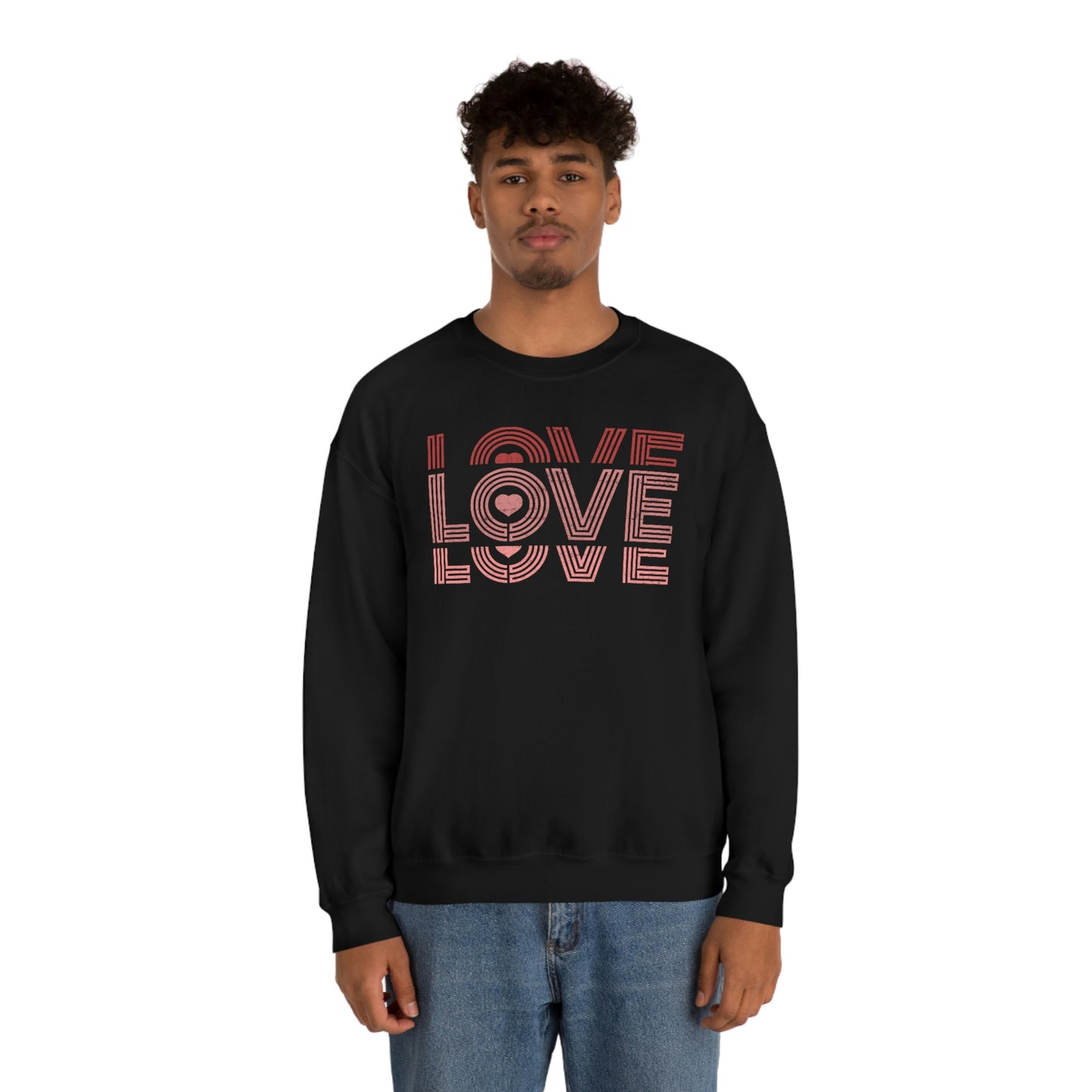 "Love Love Love" Red Graduated Print Unisex Heavy Blend™ Crewneck Sweatshirt