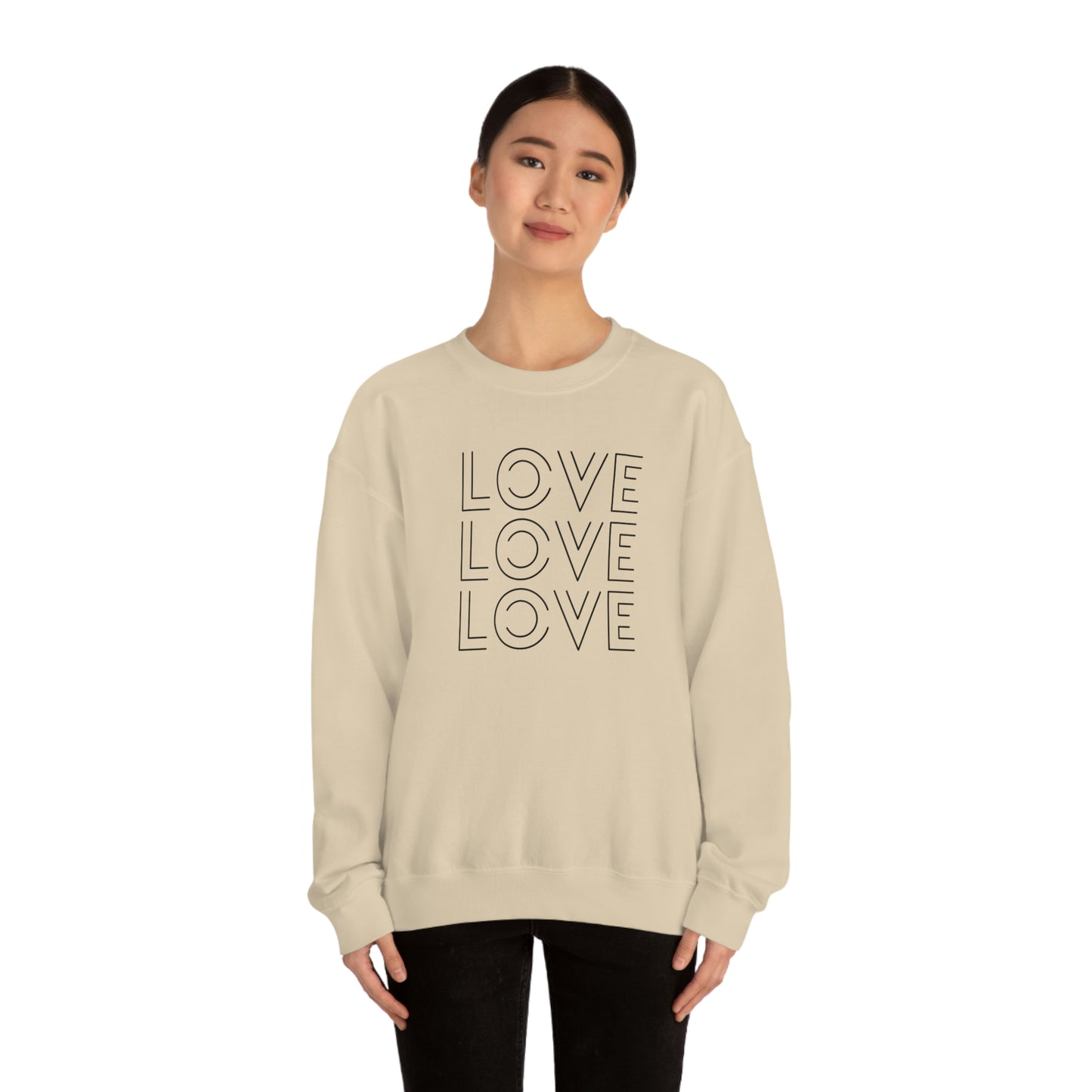 "Love Love Love" Black Print Unisex Heavy Blend™ Crewneck Sweatshirt