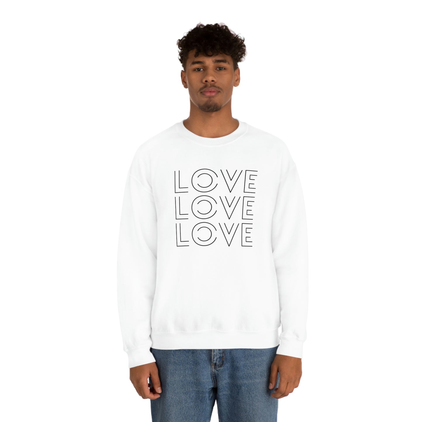 "Love Love Love" Black Print Unisex Heavy Blend™ Crewneck Sweatshirt