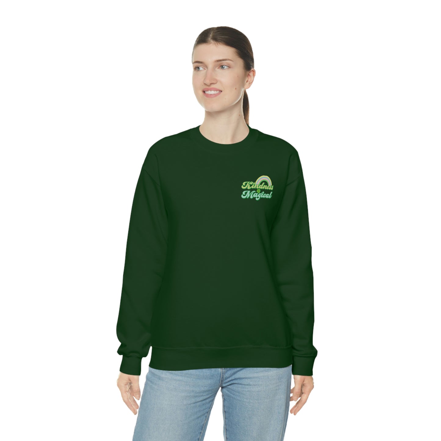 St. Patrick's Day "Kindness is Magical" Front and Back Design Unisex Heavy Blend Crewneck Sweatshirt