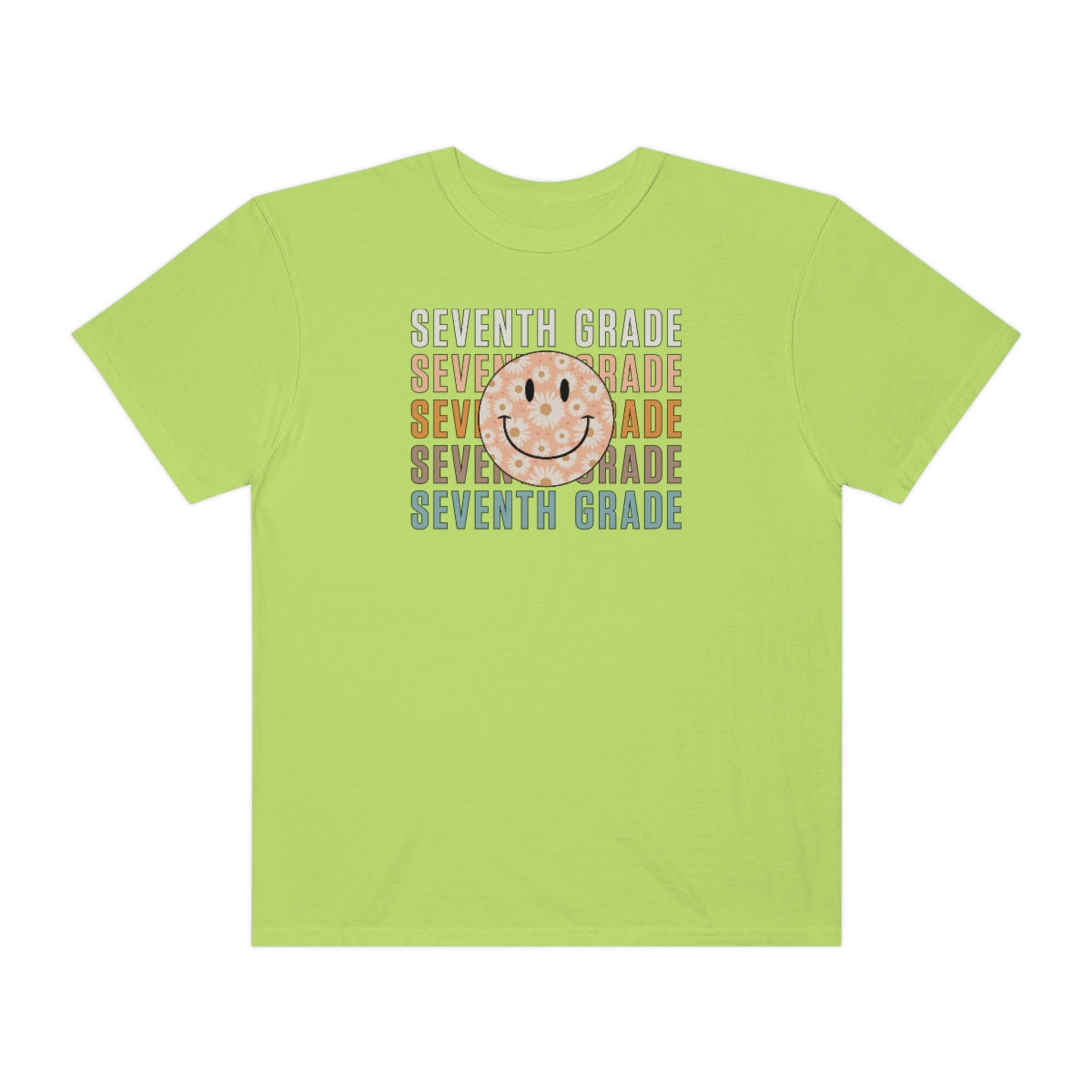 7th Grade Smiley Face Warm Colors Unisex Garment-Dyed PREMIUM T-shirt