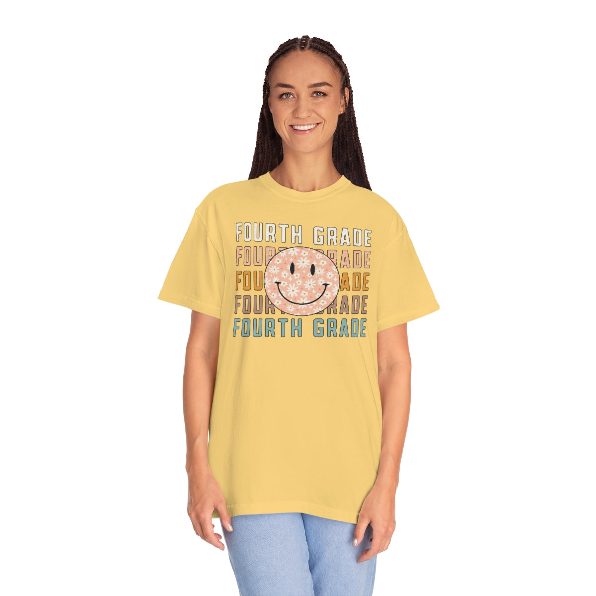 4th Grade Smiley Face Warm Colors Unisex Garment-Dyed PREMIUM T-shirt