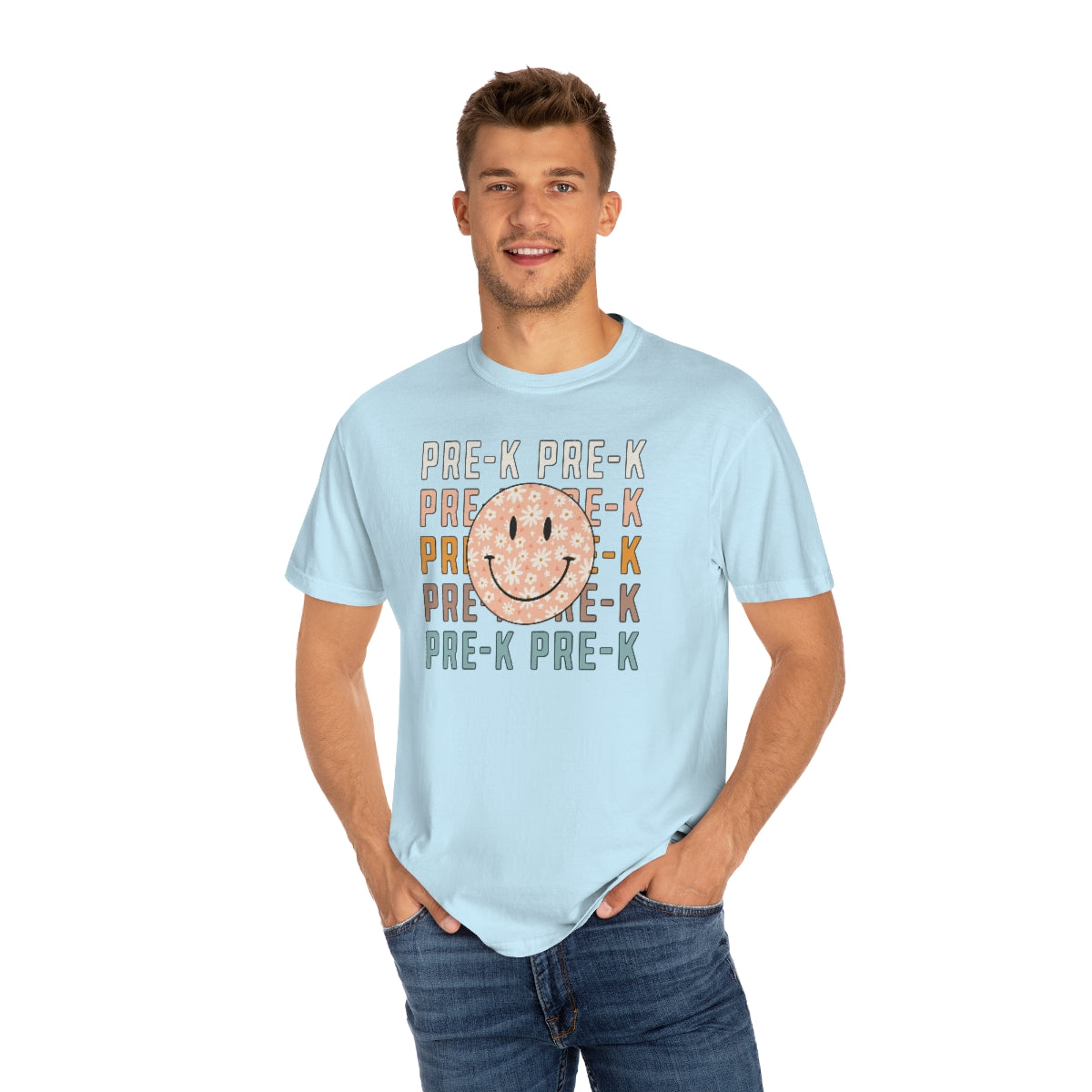 Pre-K Smiley Face Warm Colors Unisex Garment-Dyed PREMIUM T-shirt