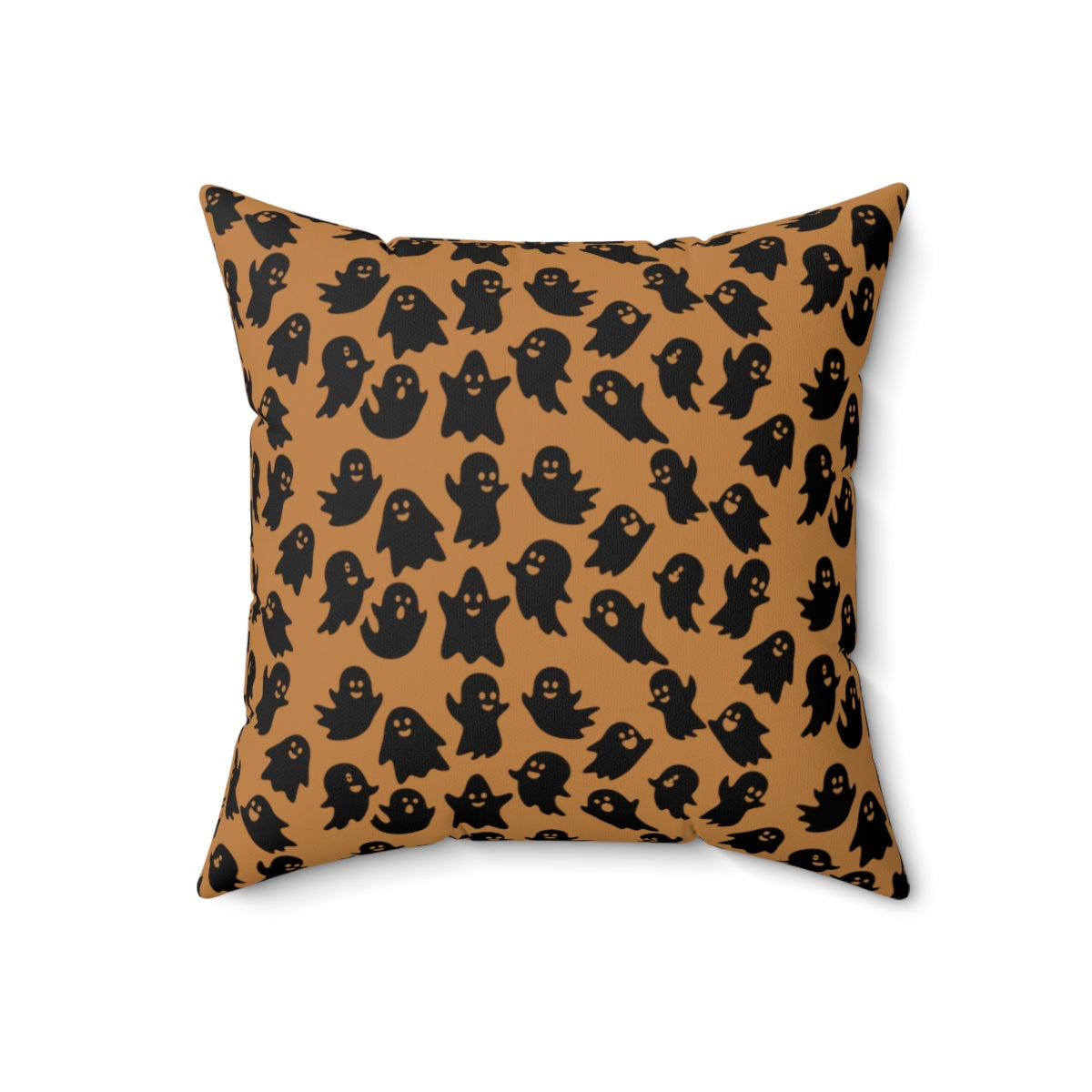 Light Brown Ghost Pattern Fall Halloween Spun Polyester Square Pillow