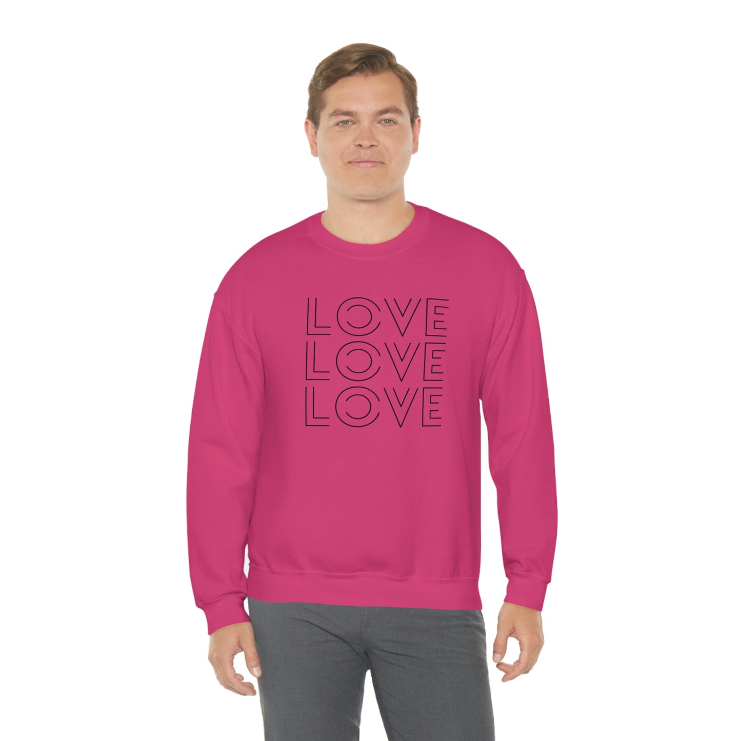 "Love Love Love" Black Print Unisex Heavy Blend™ Crewneck Sweatshirt