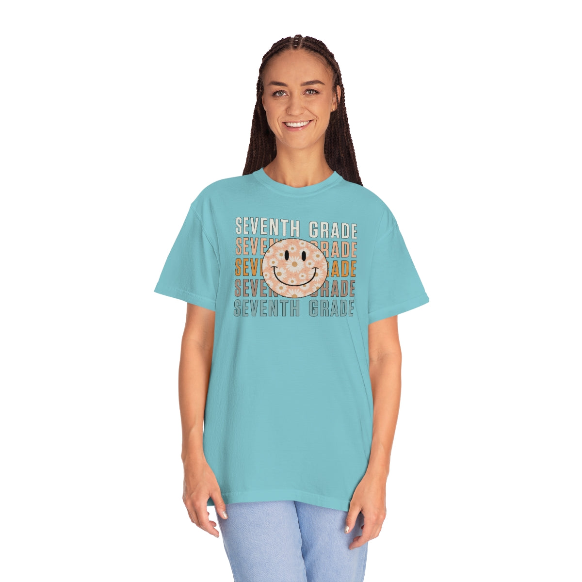 7th Grade Smiley Face Warm Colors Unisex Garment-Dyed PREMIUM T-shirt