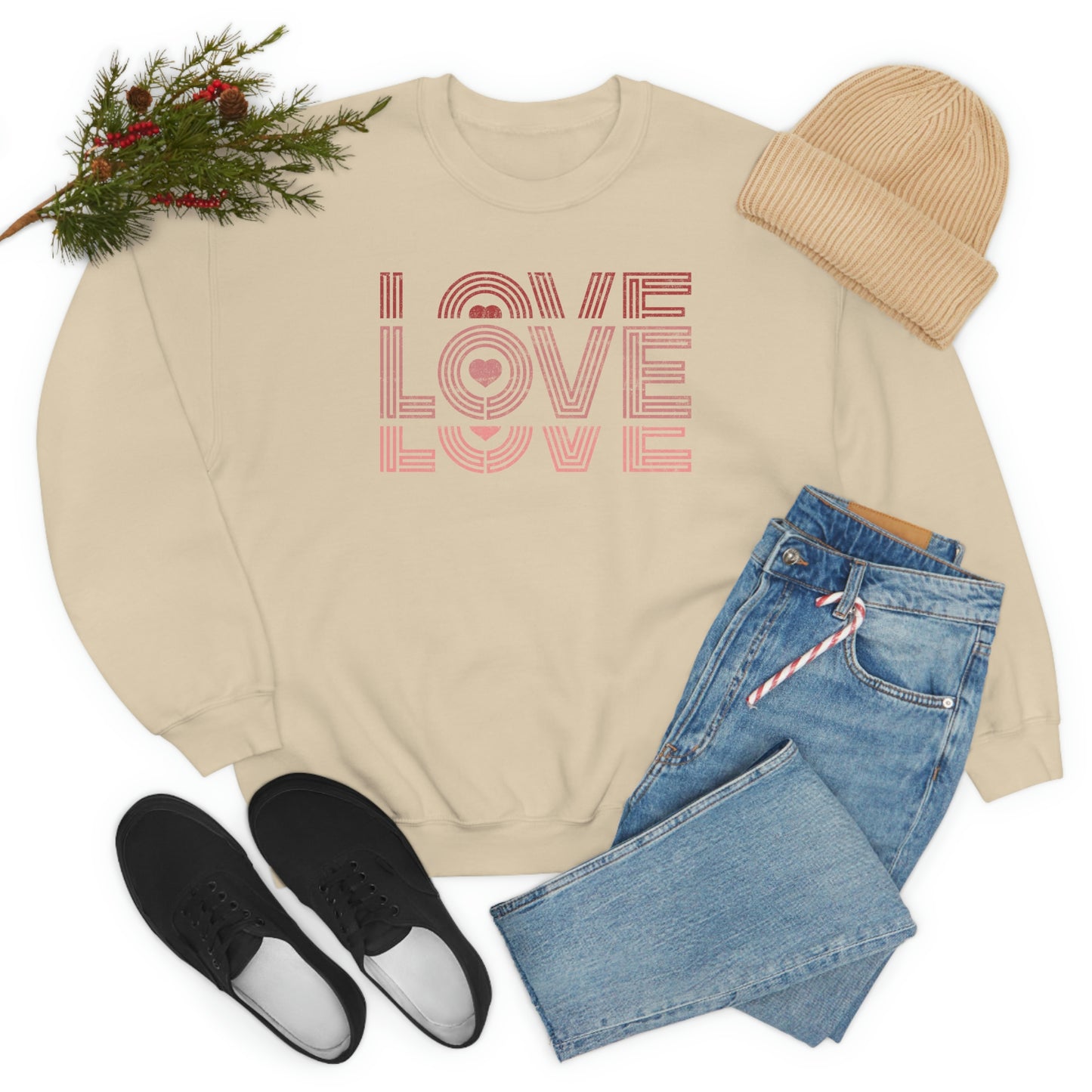 "Love Love Love" Red Graduated Print Unisex Heavy Blend™ Crewneck Sweatshirt