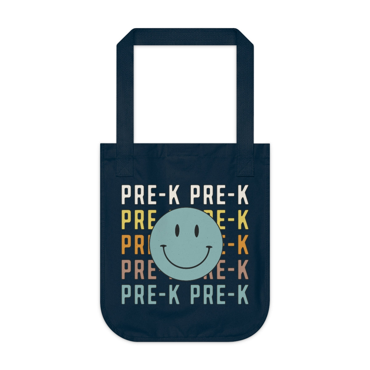 Pre-K Organic Smiley Face Canvas Tote Bag