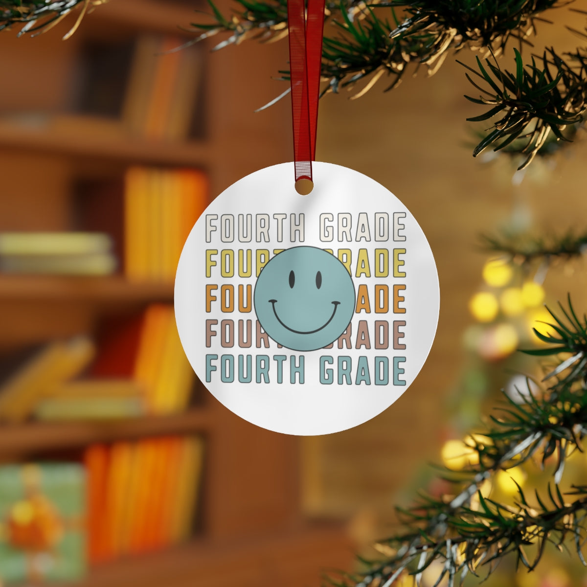 Fourth Grade White Rustic Boho Metal Ornaments