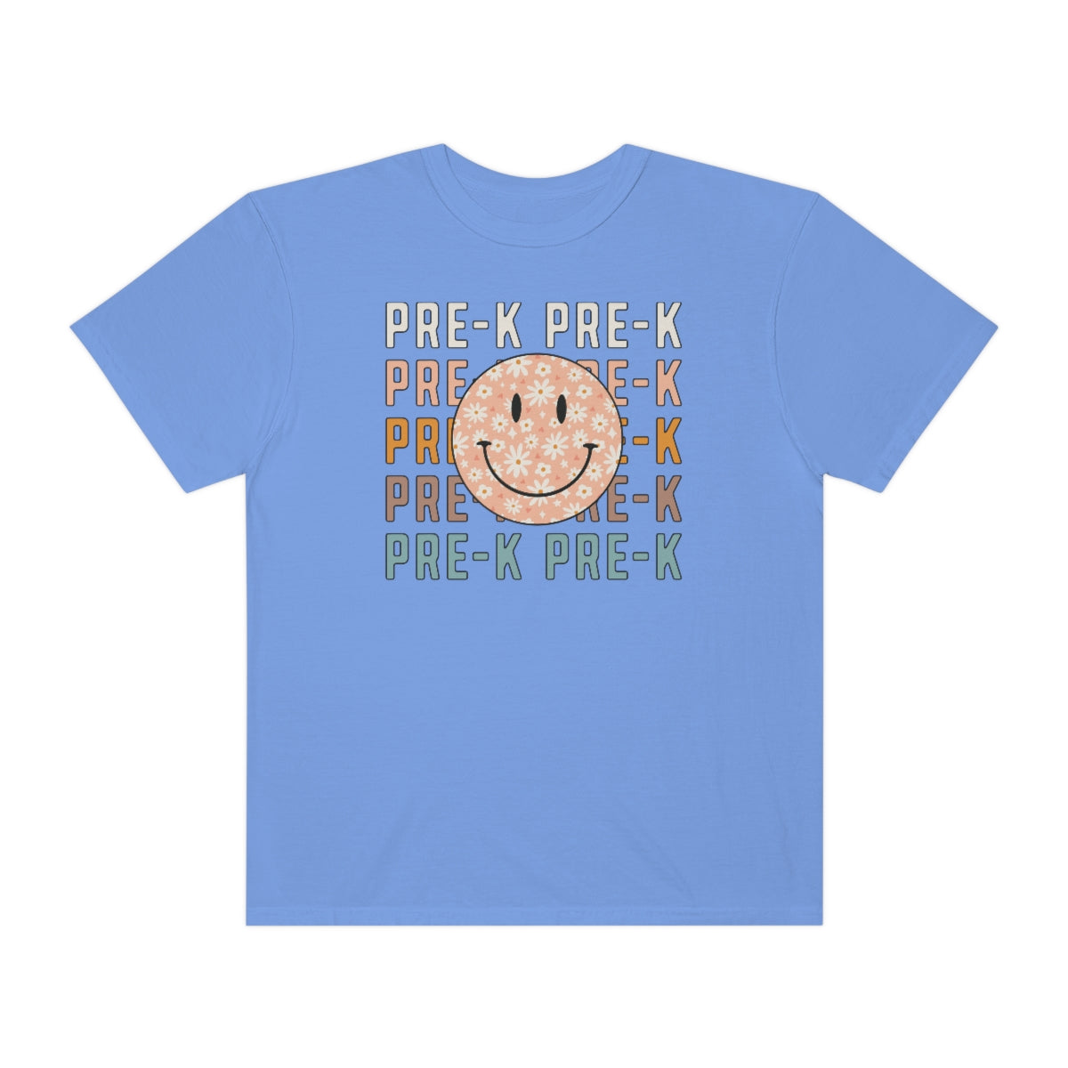 Pre-K Smiley Face Warm Colors Unisex Garment-Dyed PREMIUM T-shirt